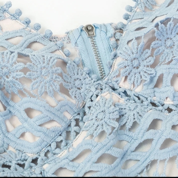 Crochet ruffled nude lined mini dress - Picture 6 of 9